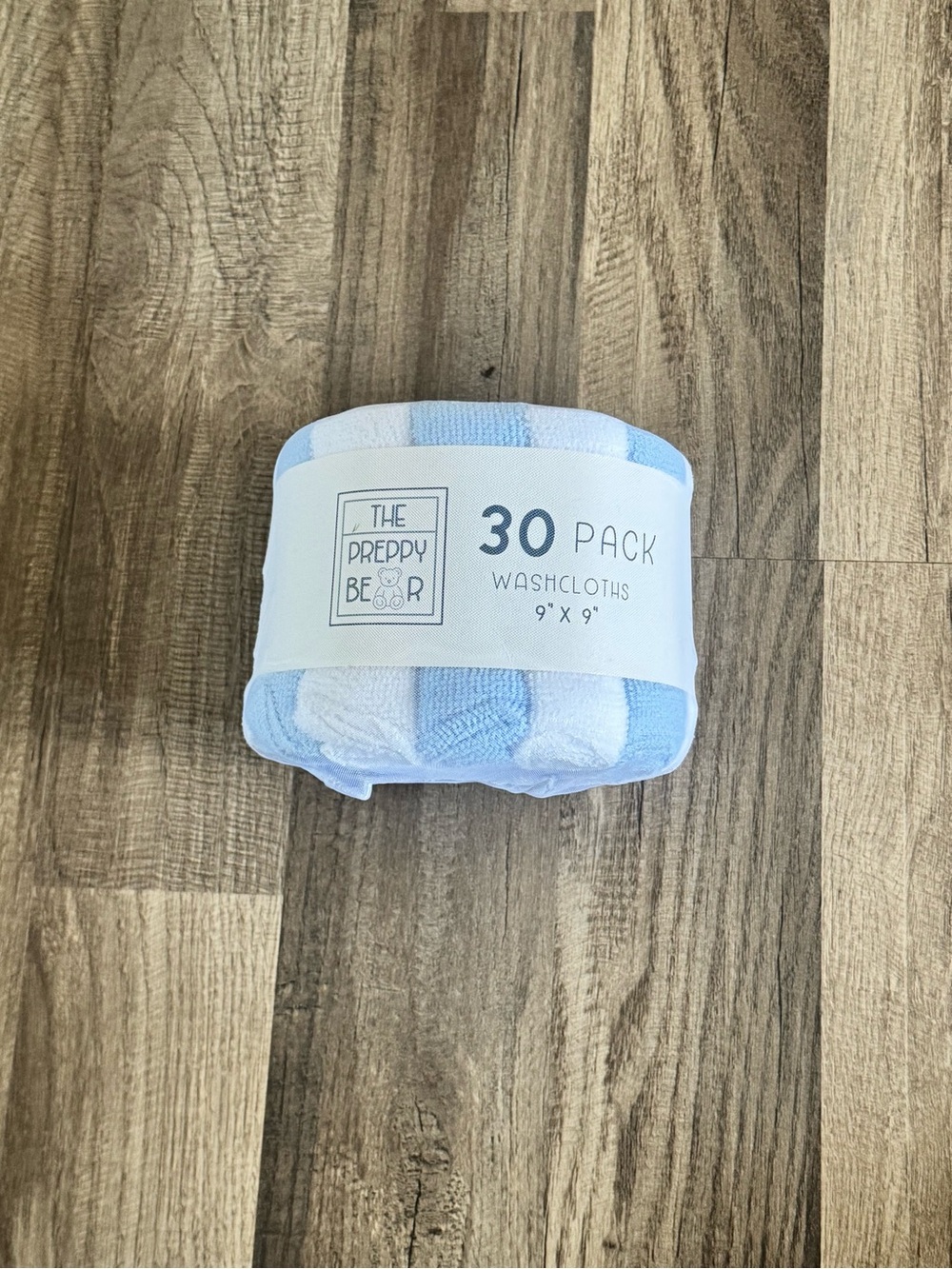 Light Blue & White Washcloths - 30 Pack
